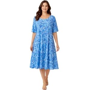 Susan Graver Women's XLT Blue Swirl A-line Dress